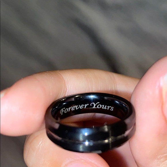 Men’s black tungsten wedding band - Picture 2 of 2